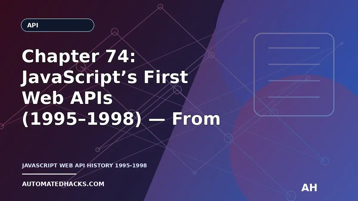 Chapter 74: JavaScript’s First Web APIs (1995–1998) — From CGI and Forms to the Early DOM featured image by Automated