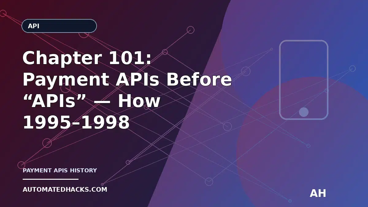 Chapter 101: Payment APIs Before “APIs” — How 1995–1998 Checkout Modernization Emerged From Forms, CGI, and Browser
